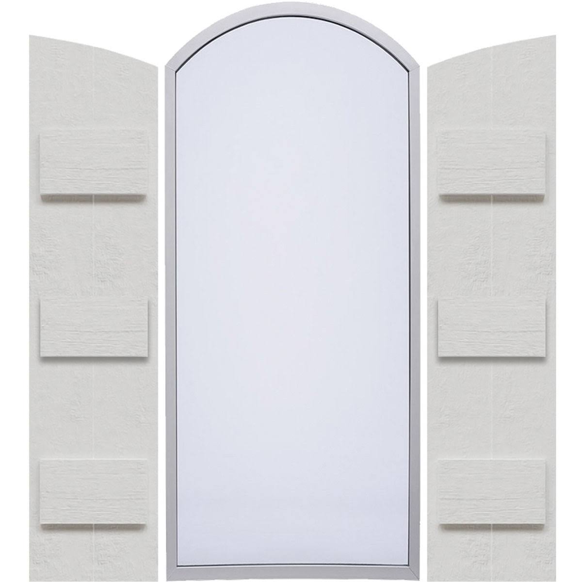 Rustic Faux Wood Shutters with Elliptical Arch Top T99501