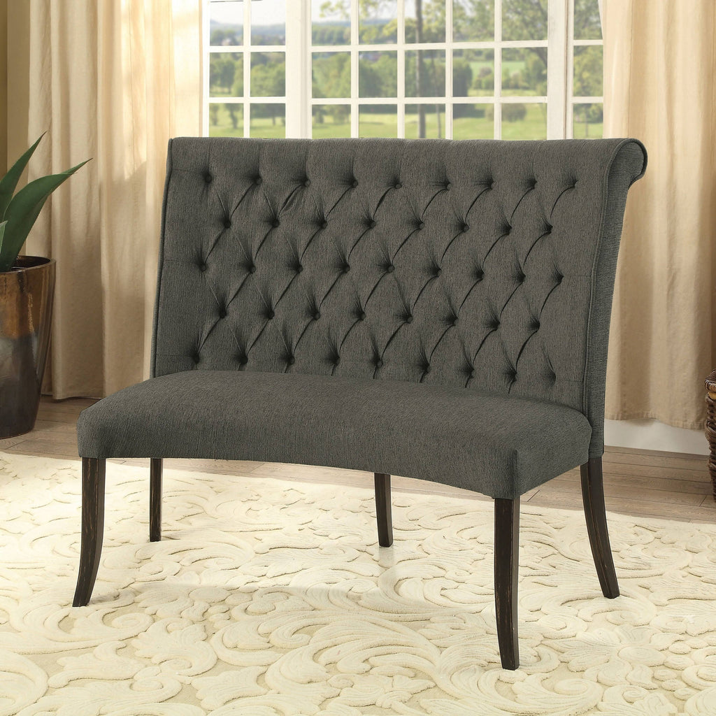 Ivory Button Tufted Loveseat Bench Z946952