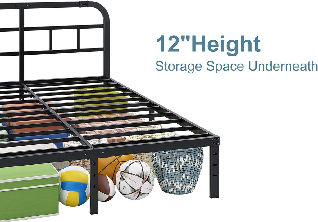 14” Heavy Duty Metal California King Bed Frame with Headboard C7817