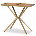 Walnut Finished Wood and Gold Finished Metal Console Table P7080