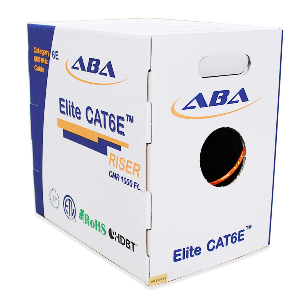 Cat6 CMR Riser Ethernet Cable 1000ft, 24AWG Solid Bare Copper, Orange O63881