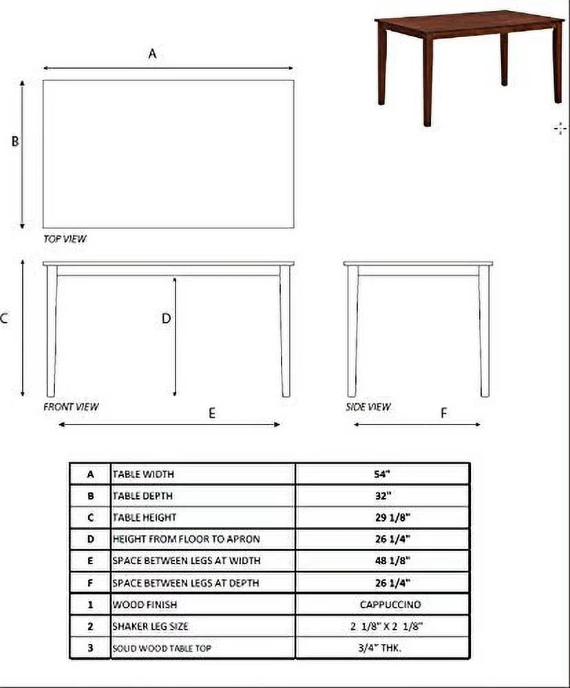 5 Pcs Wood Kitchen Dining Table Set with 4 Chairs U693