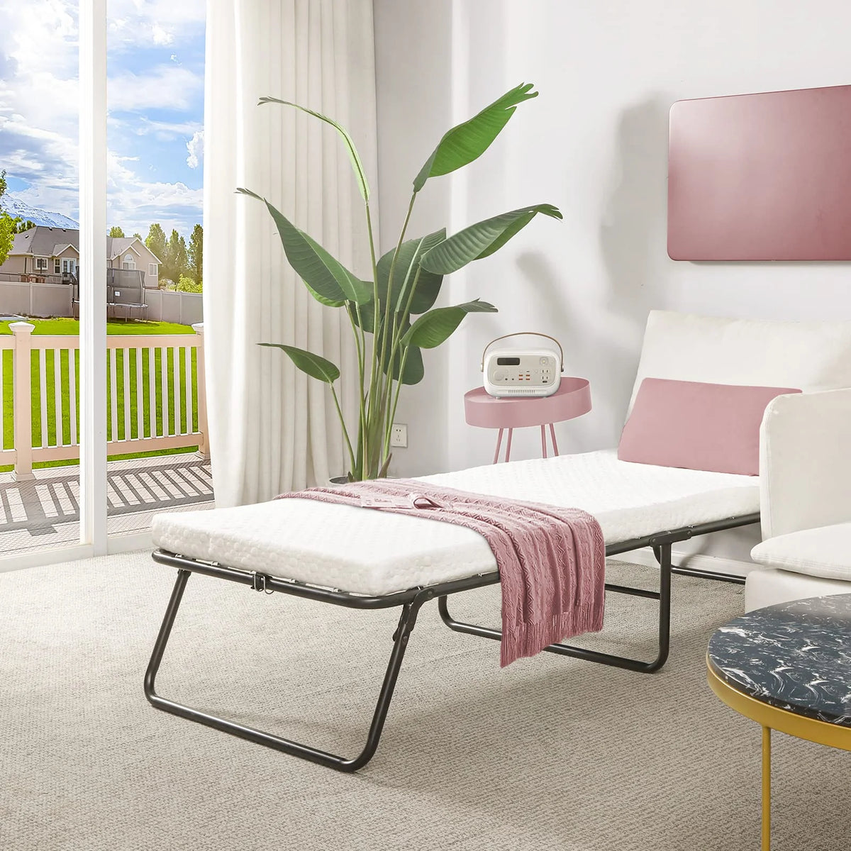 Folding Bed with Memory Foam Mattress E21455