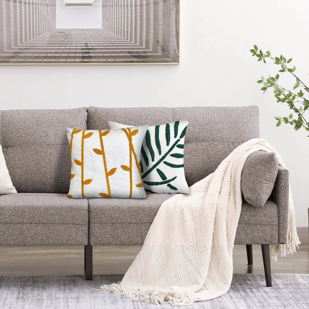 17 x 17 Inch 2 Piece Cotton Throw Pillow Set O410