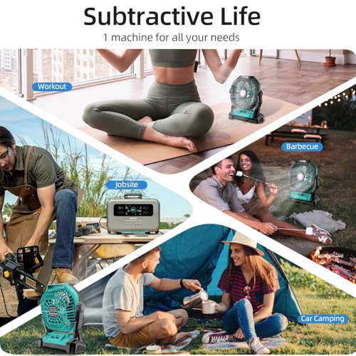 Rechargeable 20000mAh Portable Camping Fan with LED Light Y869338