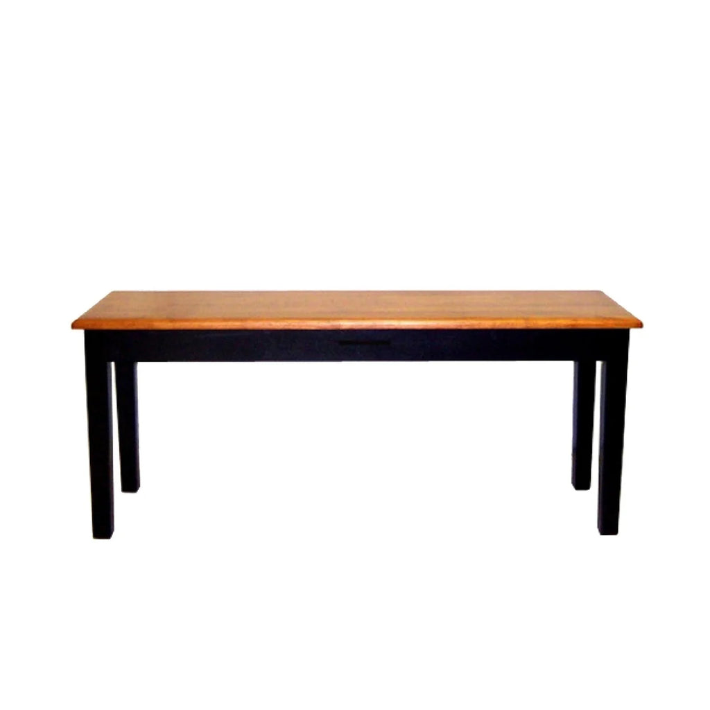 44 Inch Two Tone Dining Bench Tapered Legs Oak Jet Black Wood X3981