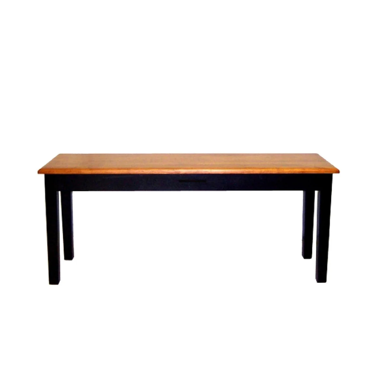 44 Inch Two Tone Dining Bench Tapered Legs Oak Jet Black Wood X3981