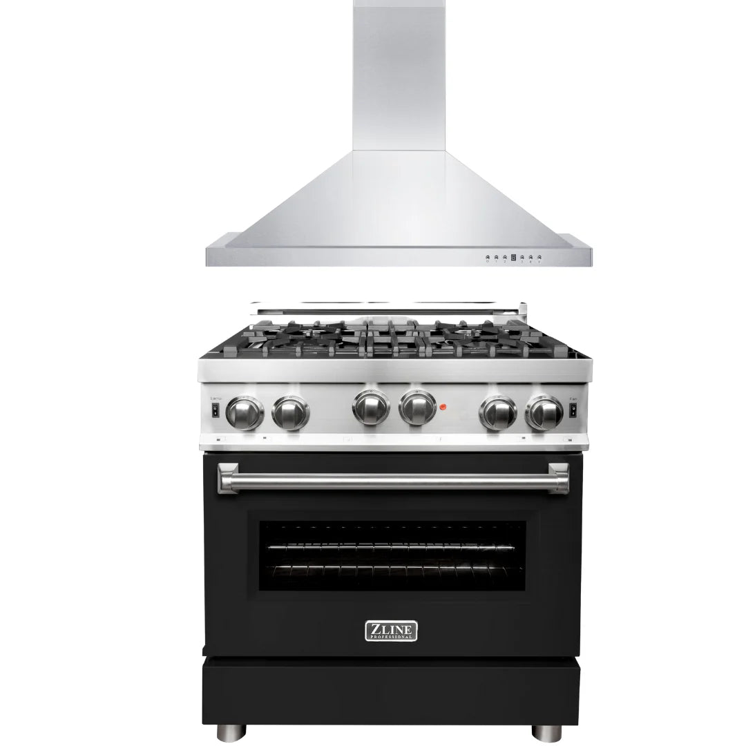 30 in. Gas Range and Range Hood Appliance Package Q358