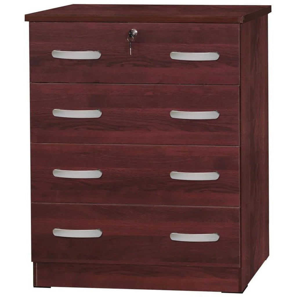Pine Twin Bed and Dresser with Lock in Mahogany A932451