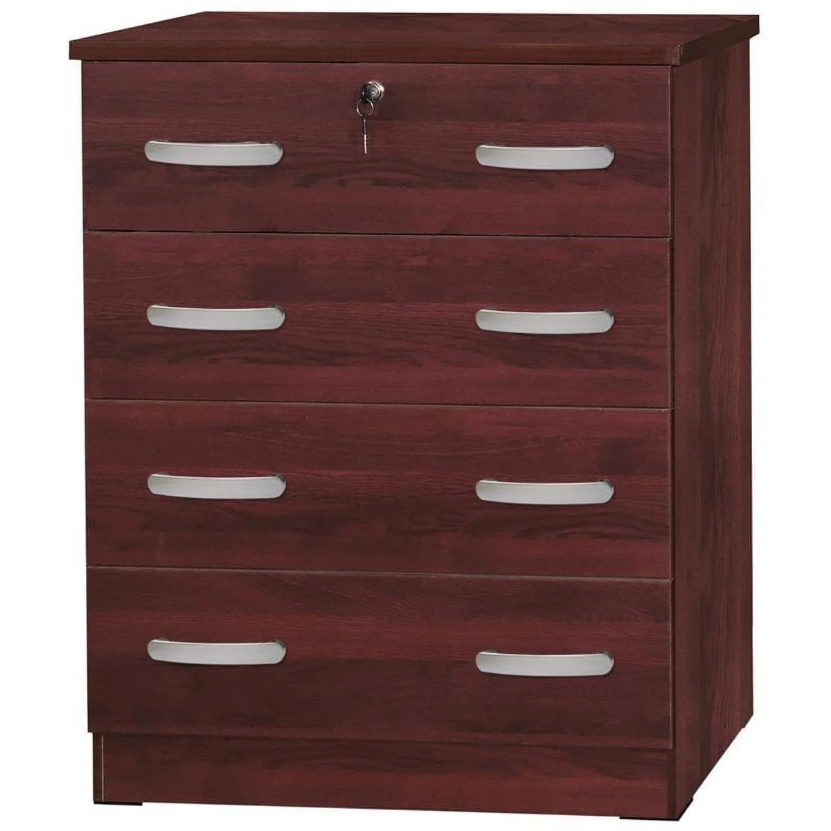 Pine Twin Bed and Dresser with Lock in Mahogany A932451