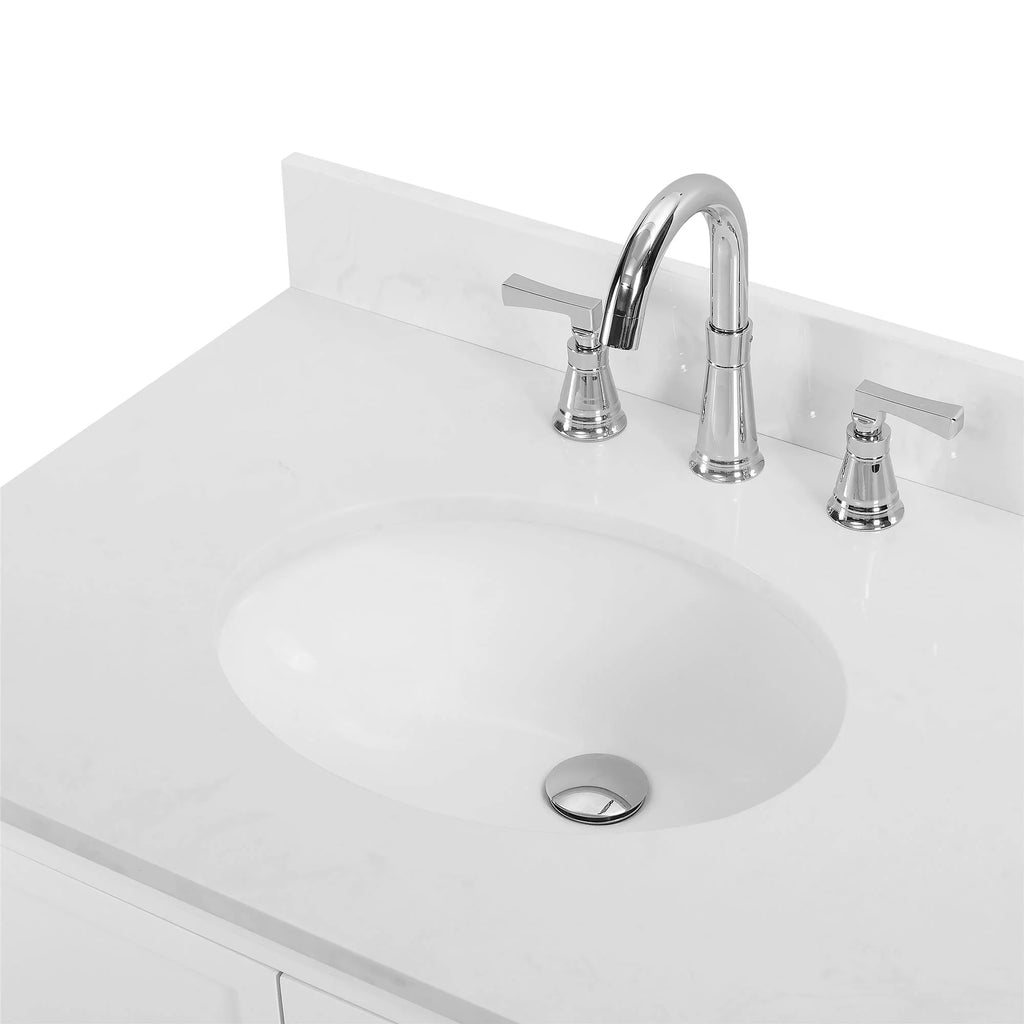 30 Inch White Wood Bathroom Vanity with Sink E216