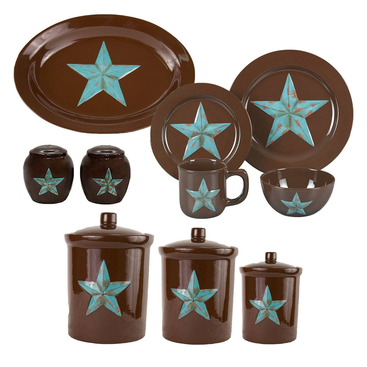 22 PC Turquoise Dinnerware and Canister Set G167202