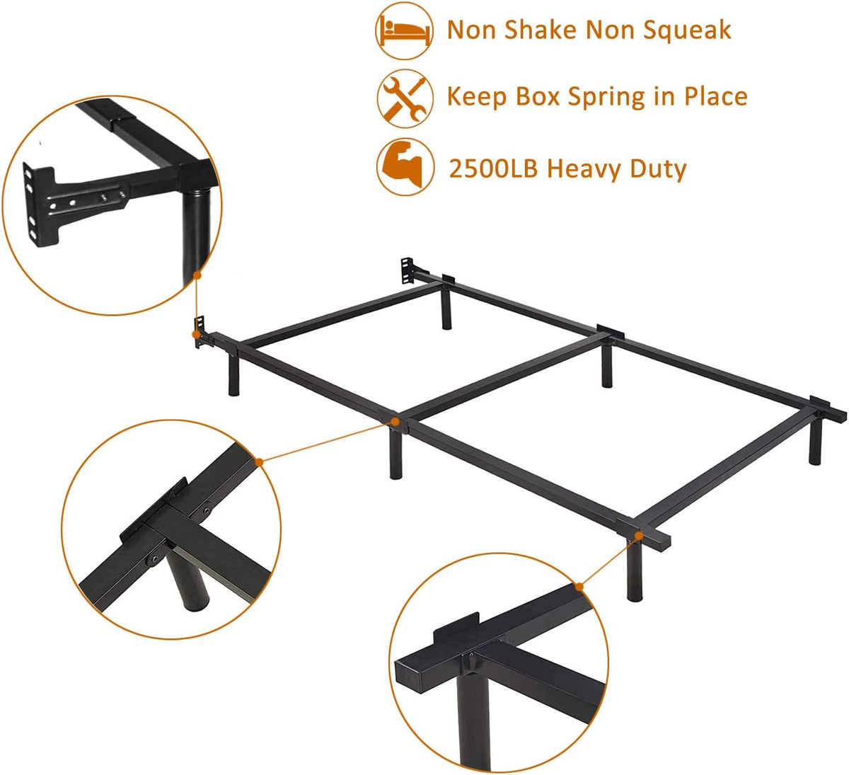Adjustable Metal Bed Frame with 9-Leg Support T245595