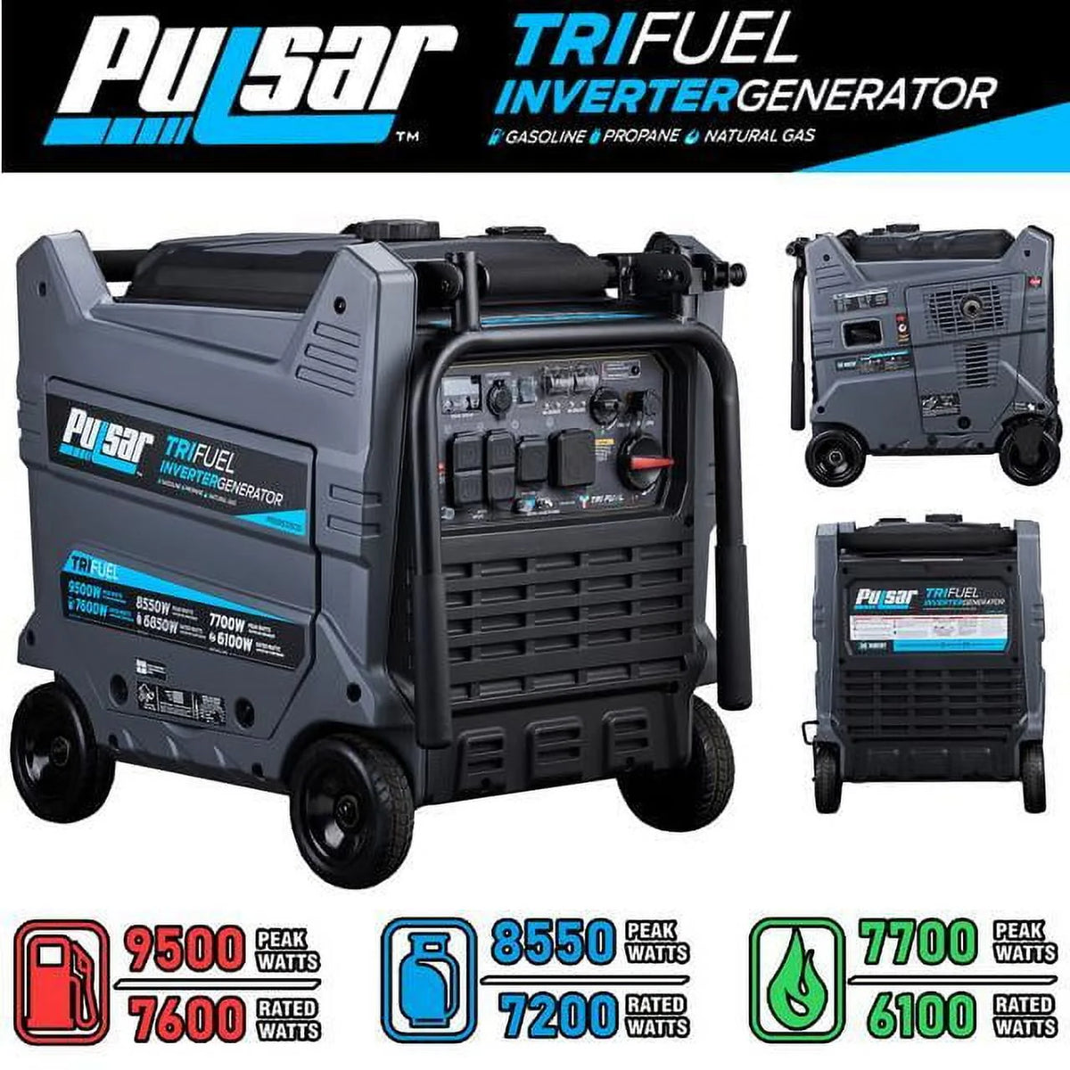 9500W Tri Fuel Portable Inverter Generator W76779