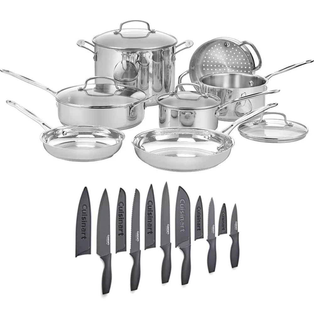 11-Piece Stainless Cookware Set with 12 Piece Cutlery Set S24269