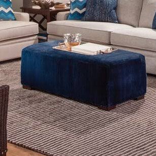 Brown and White Performance Stripe Rectangle Cocktail Ottoman F366563