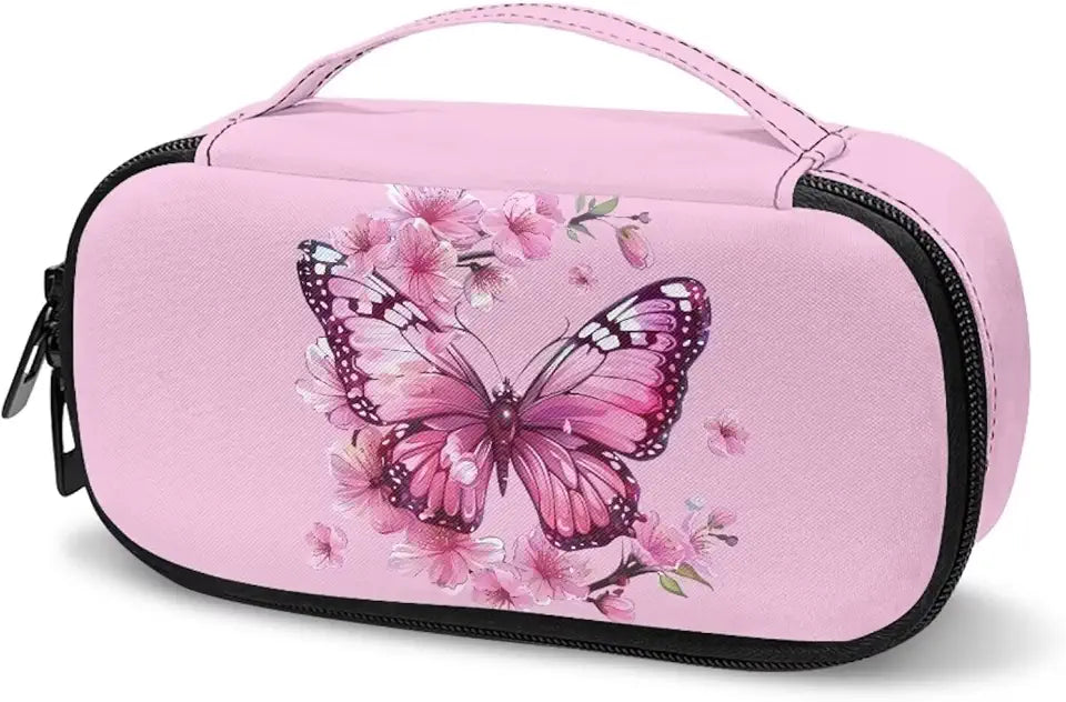 Pink Cherry Blossom Butterfly Print Insulin Pen Case Z310450