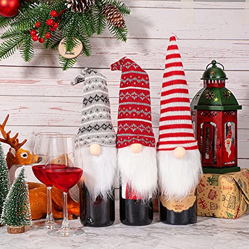 Handmade Plush Christmas Gnome Bottle Toppers 8 Pieces O42948