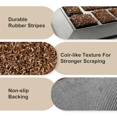 Yellow 36x17 Inches Non-Slip Low-Profile Front Door Mat L95513