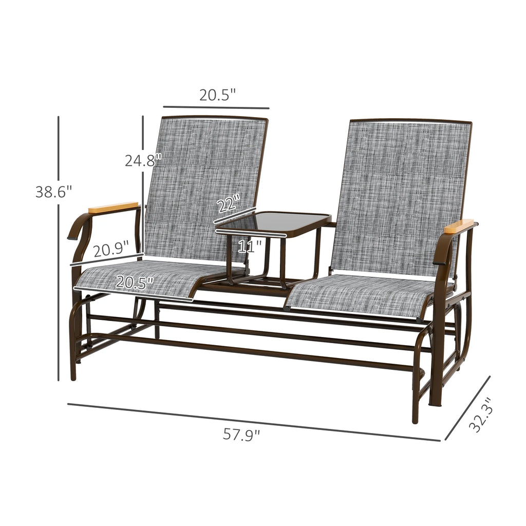 Outdoor Glider Bench 2-Person with Table X641
