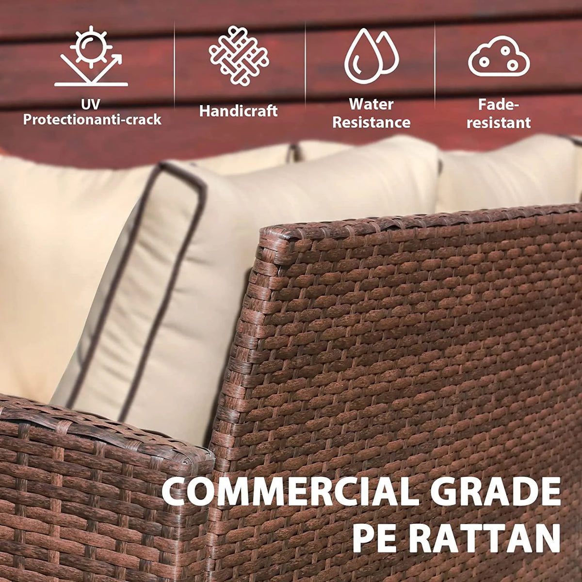 7 Pieces PE Rattan Wicker Sofa Set P3583