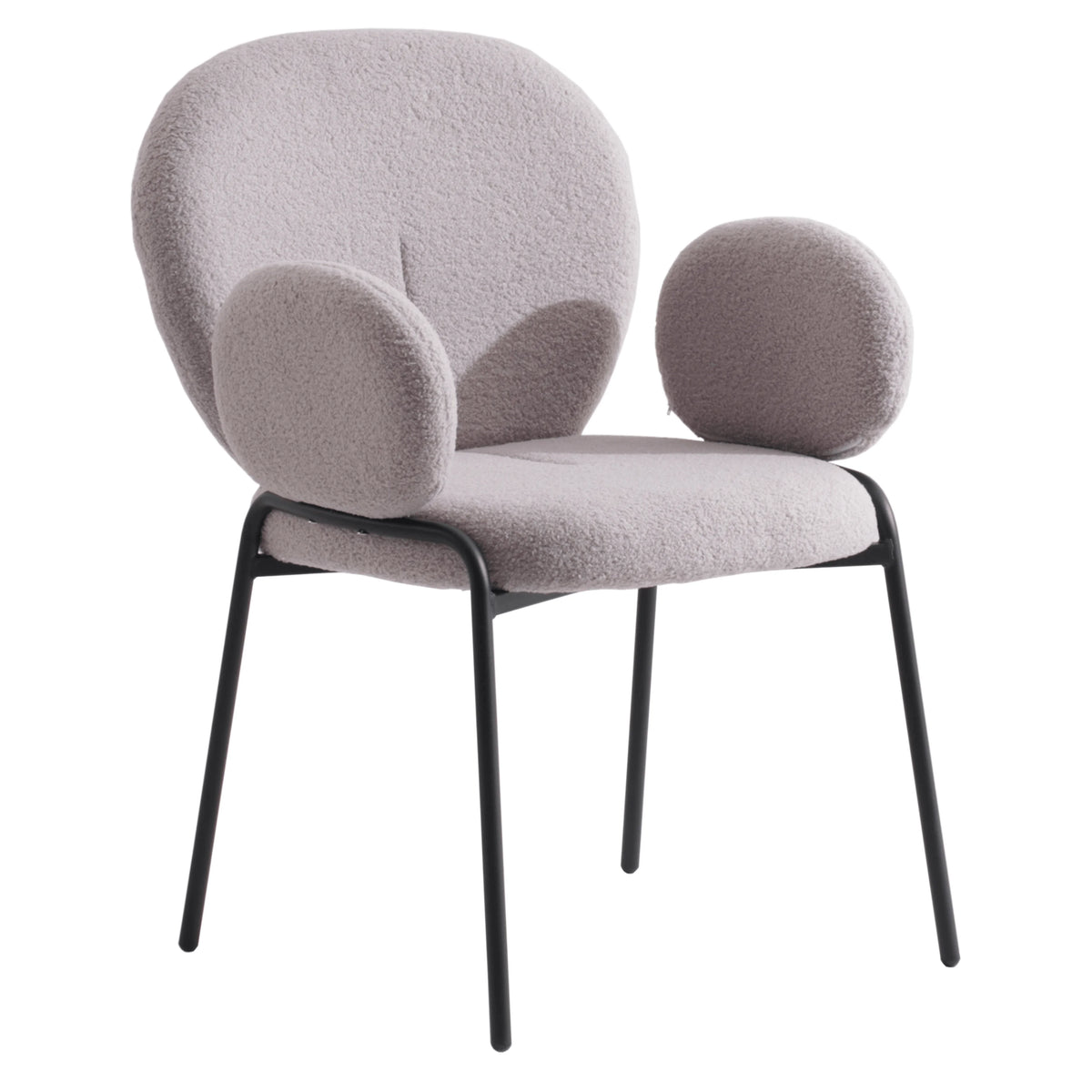 Grey Boucle Dining Chair with Arms I424403