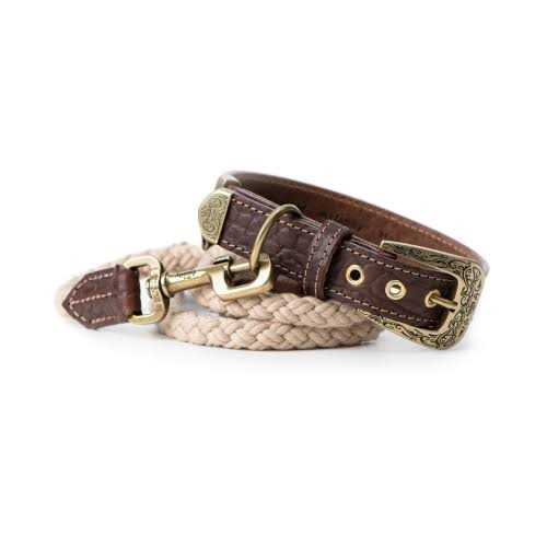 Genuine Embossed Italian Leather Dog Collar F626255