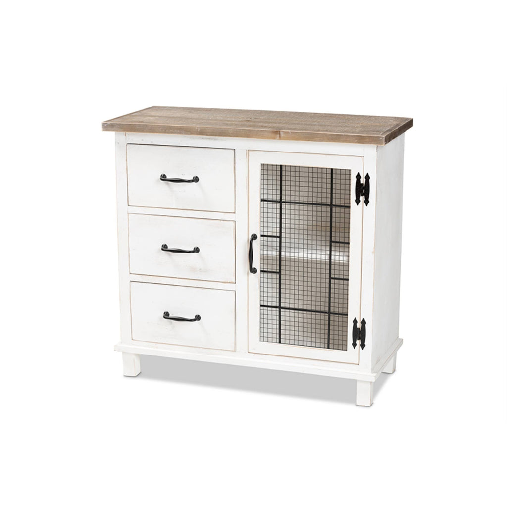 White Oak Brown 3-Drawer Wood Storage Cabinet V7842