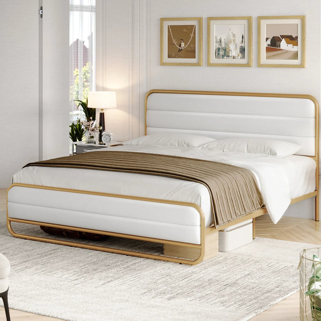 Full PU Leather Upholstered Platform Bed Frame Q436636