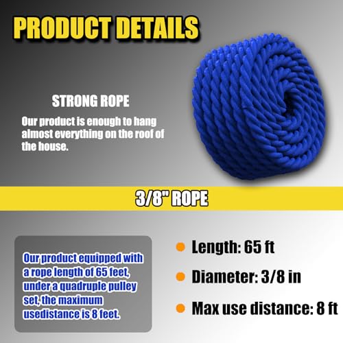 Heavy Duty 4400LBS Pulley Hoist with 65 Ft Rope Y888