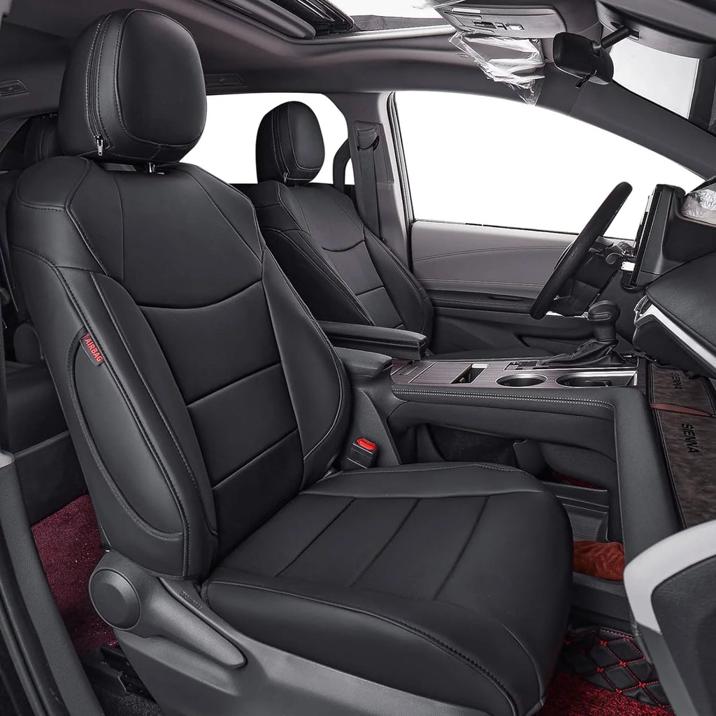 Custom Fit 8 Seats Breathable Leatherette Auto Seat Covers Full Set Black Y11137