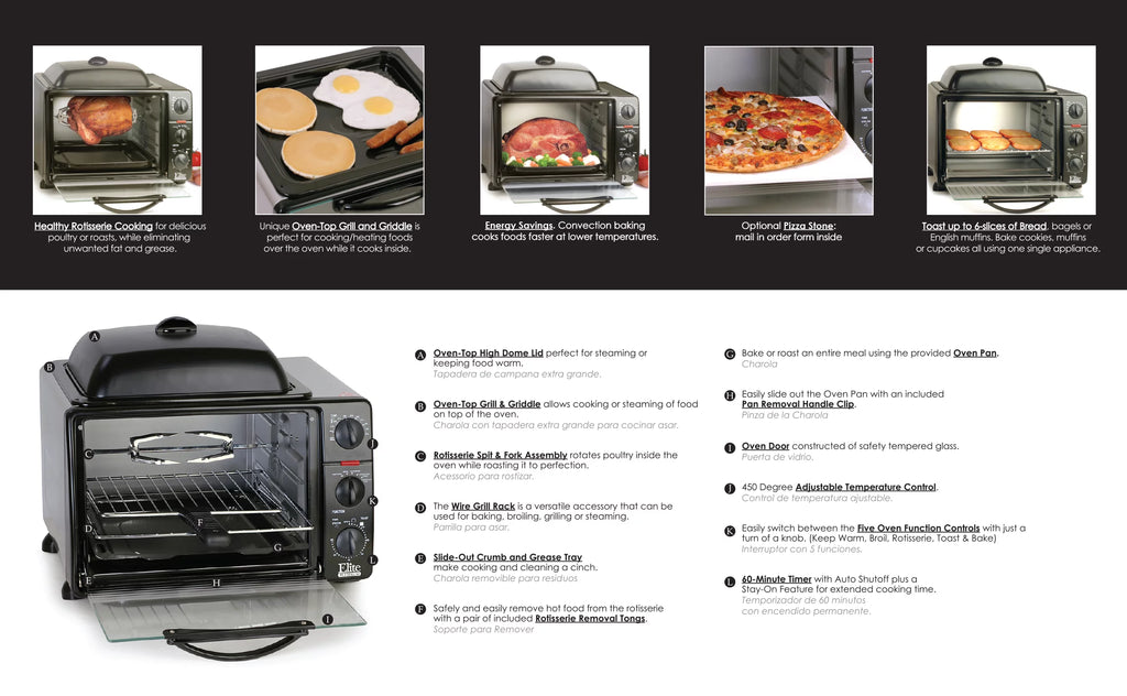 8-Multifunction Countertop Toaster Oven Broiler with Convection A355230