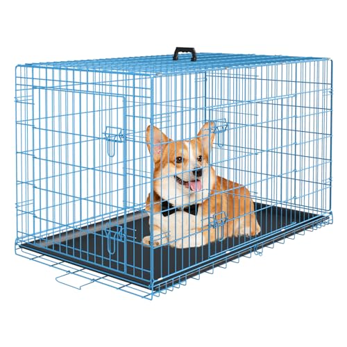 42 Inch Black Metal Dog Crate Kennel with Divider U620581