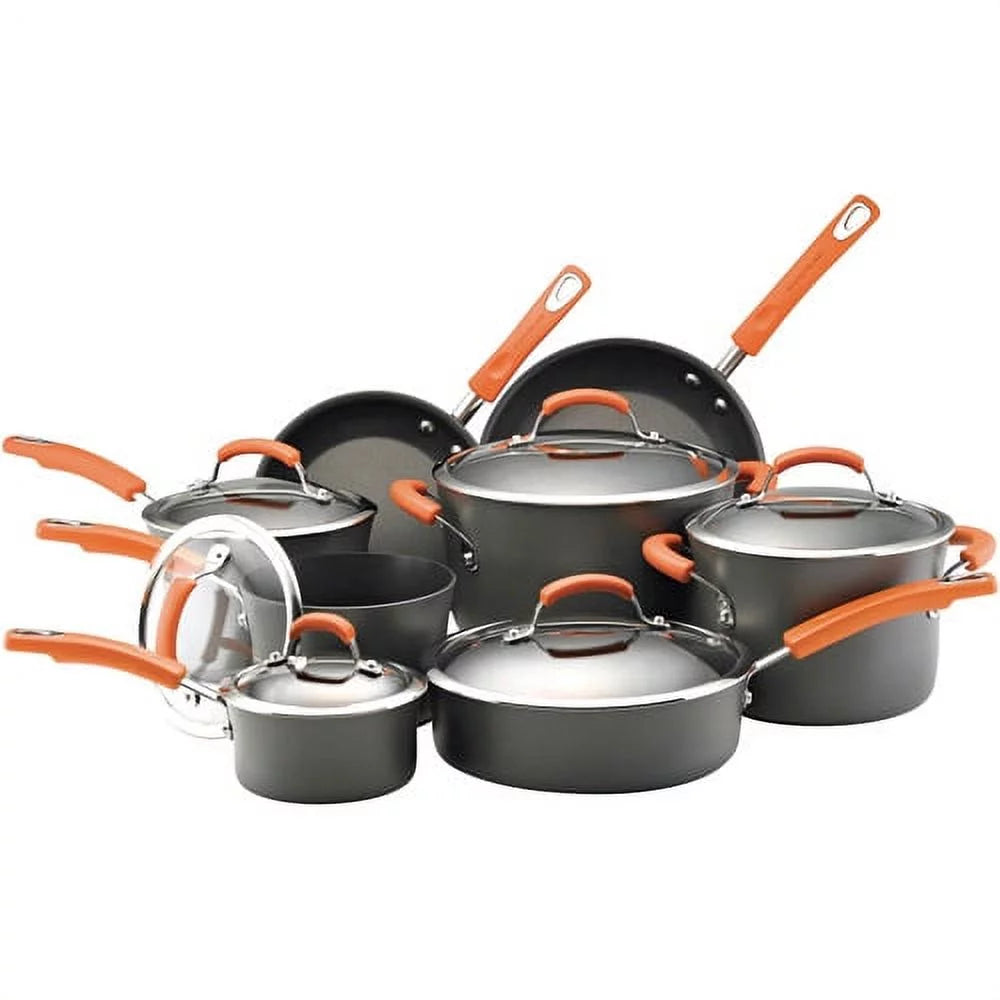 14 Piece Nonstick Hard Anodized Pots and Pans Set E252