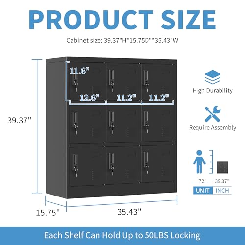 9 Door Metal Storage Locker with Locks R678