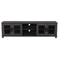 Dark Gray Engineered Wood TV Stand with Glass Cabinets K626