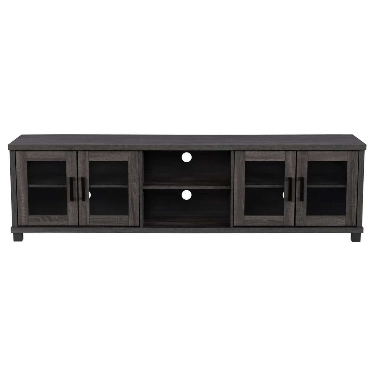 Dark Gray Engineered Wood TV Stand with Glass Cabinets K626