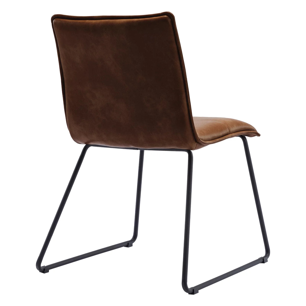 Brown Faux Leather Dining Chairs Set of 2 with Metal Legs U40504