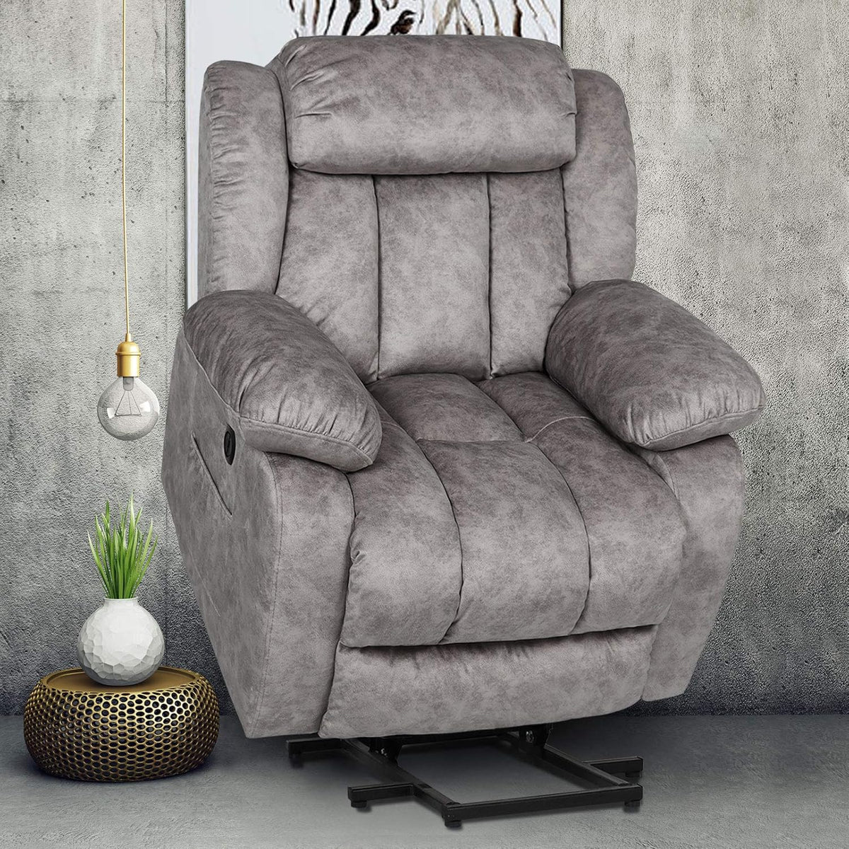Electric Power Lift Recliner Chair with Massage and Heat, Light Gray B606