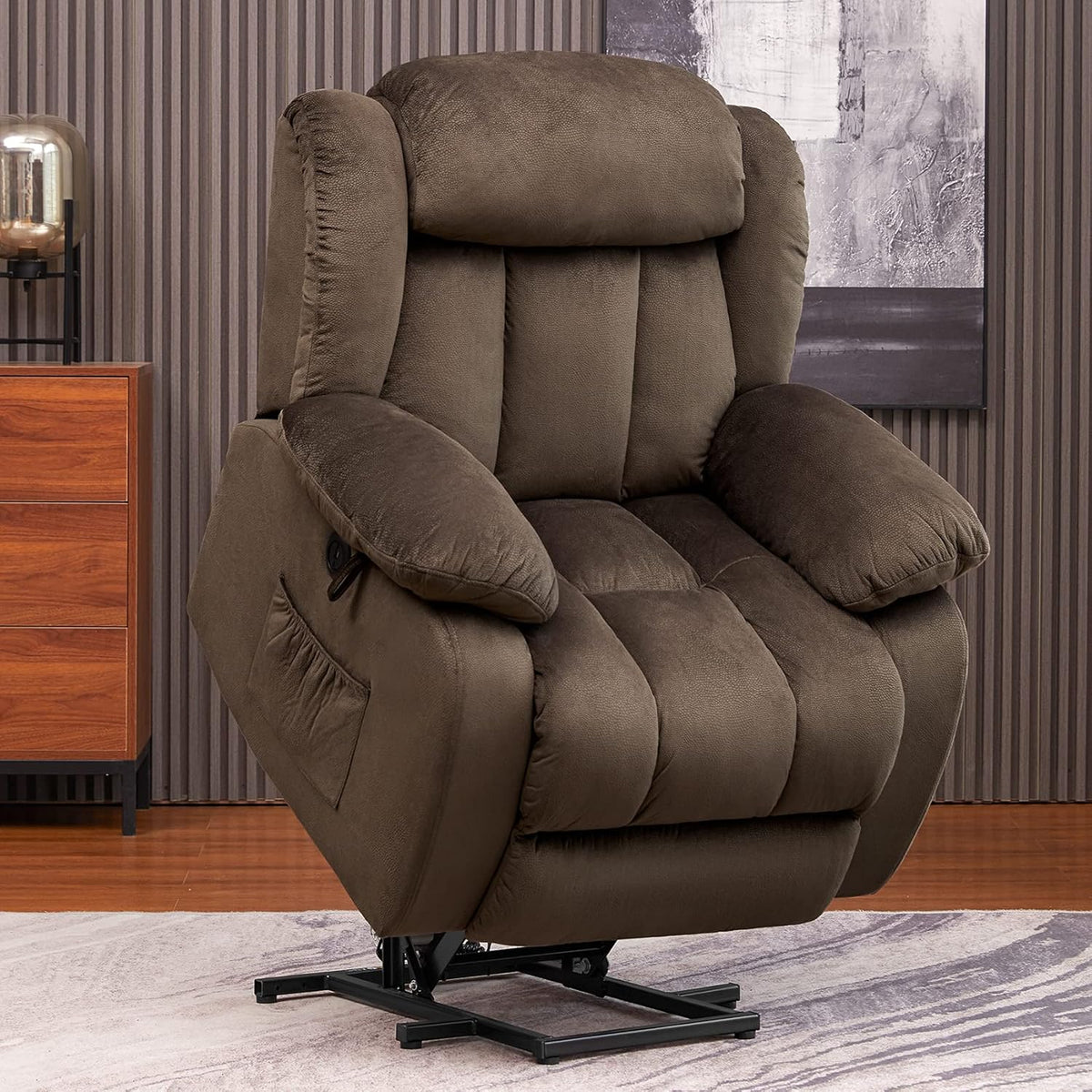Electric Power Lift Recliner Chair with Massage and Heat, Light Gray B606