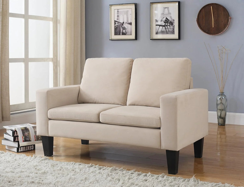 Beige Microfiber Loveseat T5178