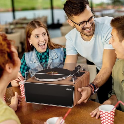Vinyl Record Player Bluetooth Turntable with 4 Stereo Speakers Belt Drive 2-Speed Z1585