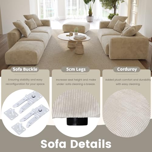Oversized Corduroy 3 Seater Sectional Sofa U7972