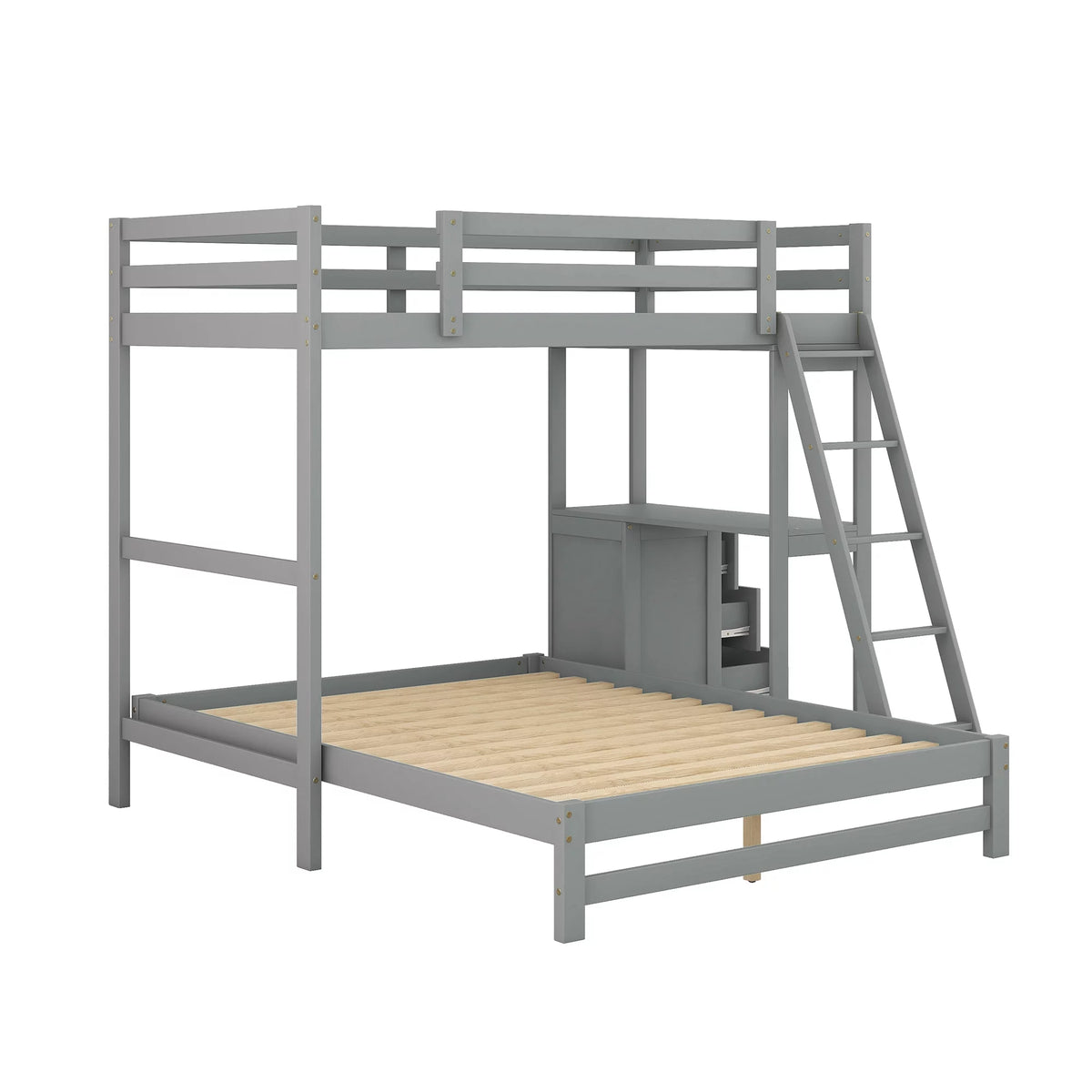 Twin over Full Bunk Bed with Desk and Drawers N64180