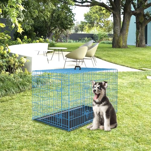42 Inch Black Metal Dog Crate Kennel with Divider U620581