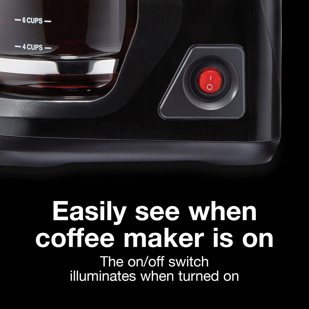 12 Cup Compact Coffee Maker with Glass Carafe, Black W492