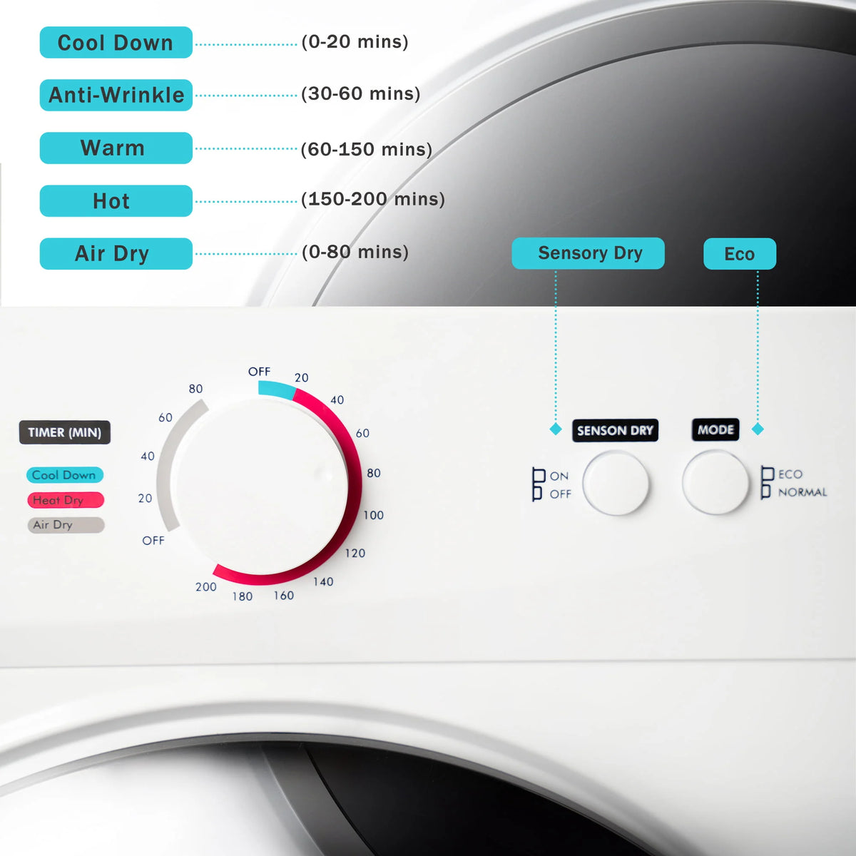 Portable Stainless Steel Laundry Dryer with 5 Modes M57686