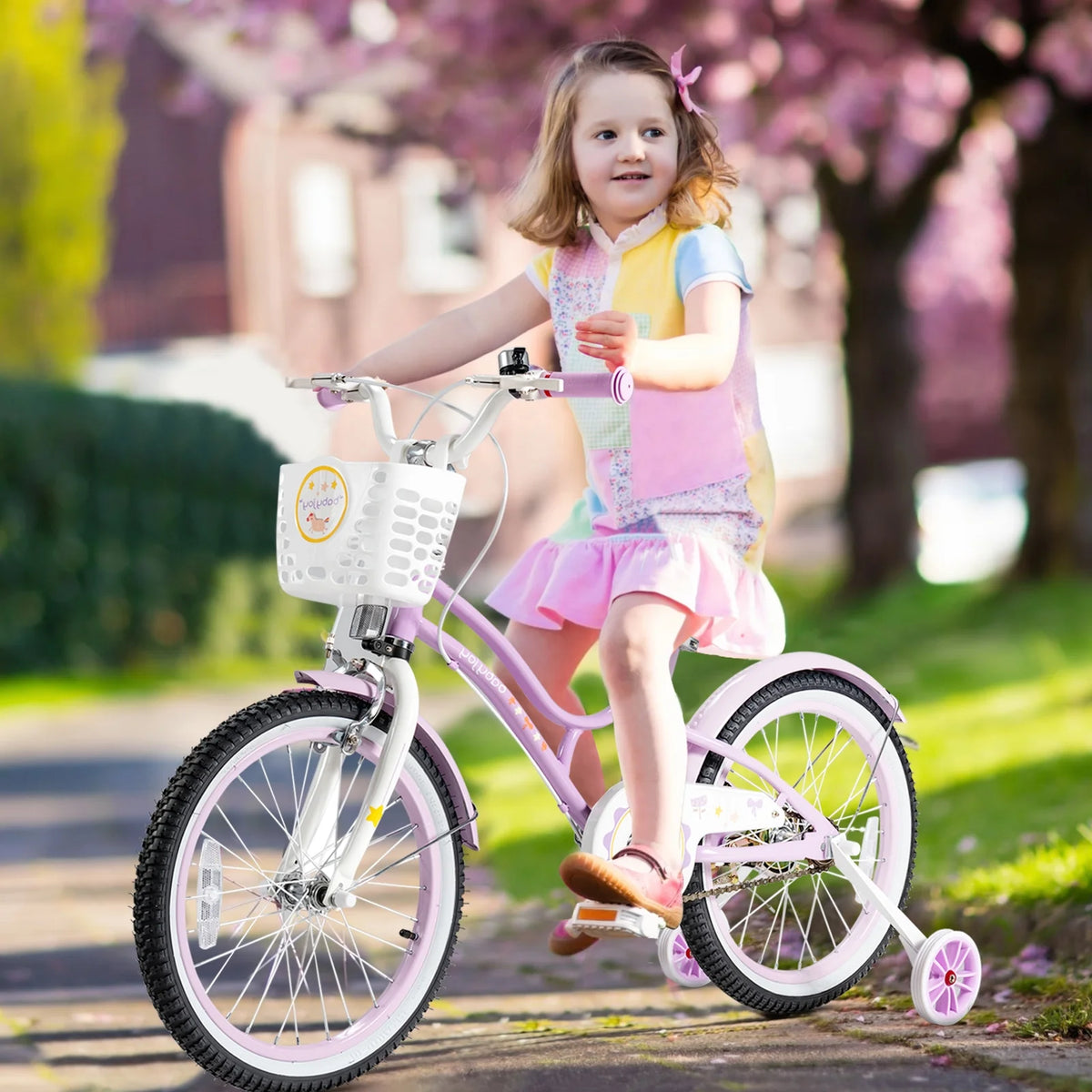Purple Kids Bike with Training Wheels B95732