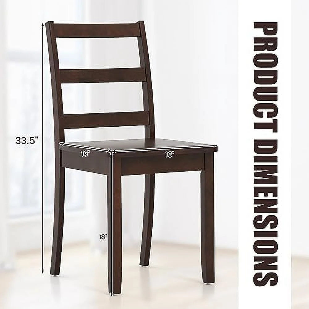 Dining Chairs Set of 2 Ladder Back Rubber Wood Legs S9964