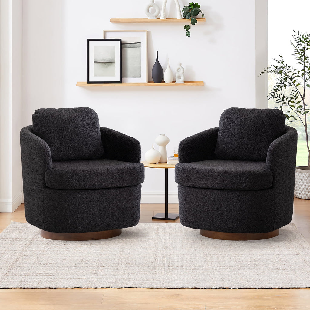 Oversized Sherpa Boucle Swivel Accent Chair R3754
